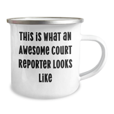 Funny Court Reporter Gifts, This Is What An Awesome Court Reporter Looks Like, Father's Day Unique Gifts from Men to Court Reporters, 12 oz Camping Mug - Image 2